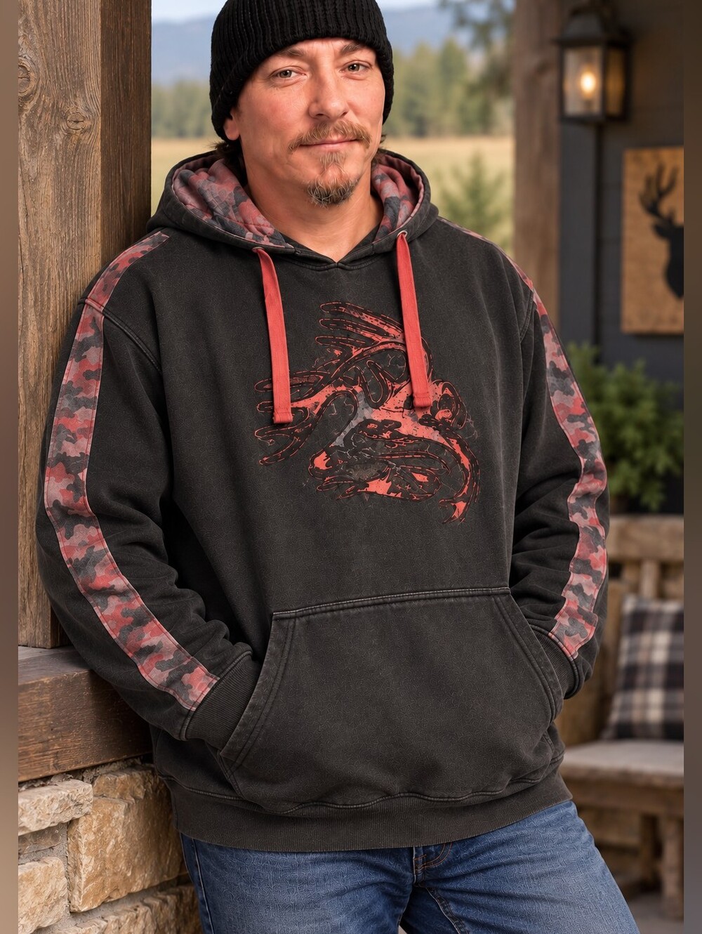 Legendary Whitetails Black Hoodie with Red Graphic Accents